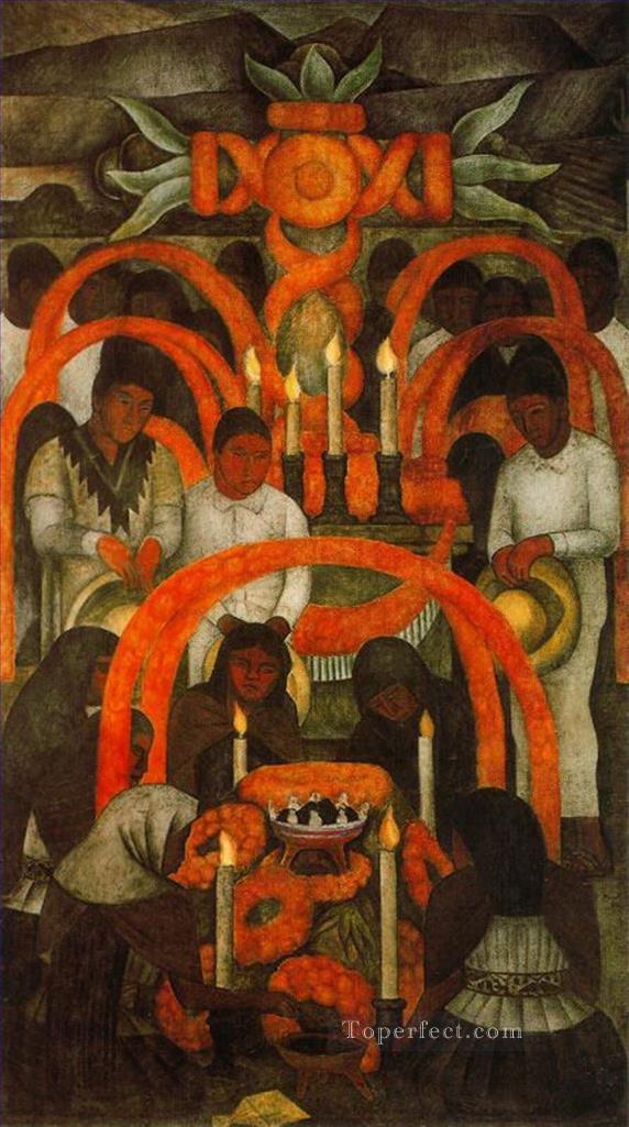 死者のいけにえの日 1924年 ディエゴ・リベラ油絵